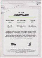 2026 Jelena Ostapenko — #47 Yellow Refractor 002/275 — back