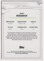2026 Andy Roddick — #141 Yellow Refractor 207/275 — back