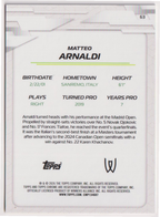 2026 Matteo Arnaldi — #63 Yellow Refractor 265/275 — back