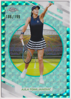 2026 Ajla Tomljanovic — #146 Aqua Geometric Refractor 086/199 — front