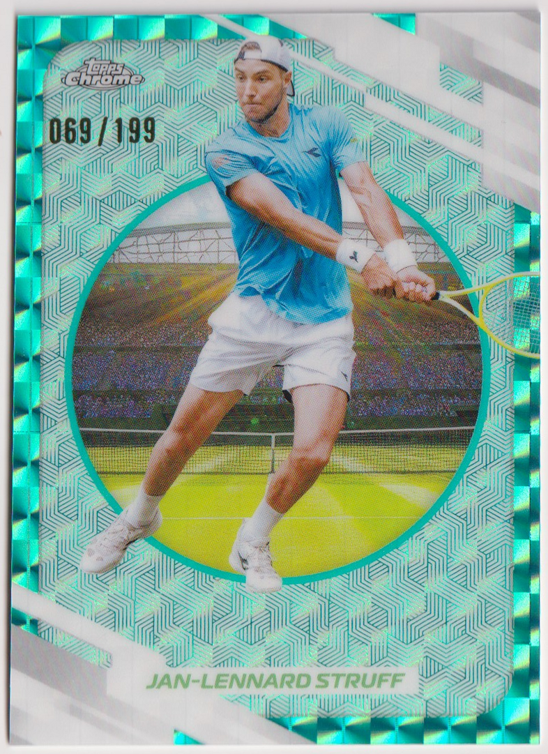 2026 Topps Chrome Tennis Jan-Lennard Struff Aqua Geometric Refractor #151 069/199, front