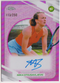 2026 Topps Chrome Tennis Mika Stojsavljevic Pink Refractor Autograph RC #AT-MST 113/250, front