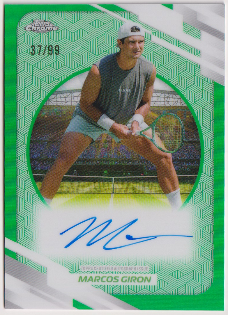 2026 Topps Chrome Tennis Marcos Giron Green Refractor Autograph #AT-MGN 37/99, front
