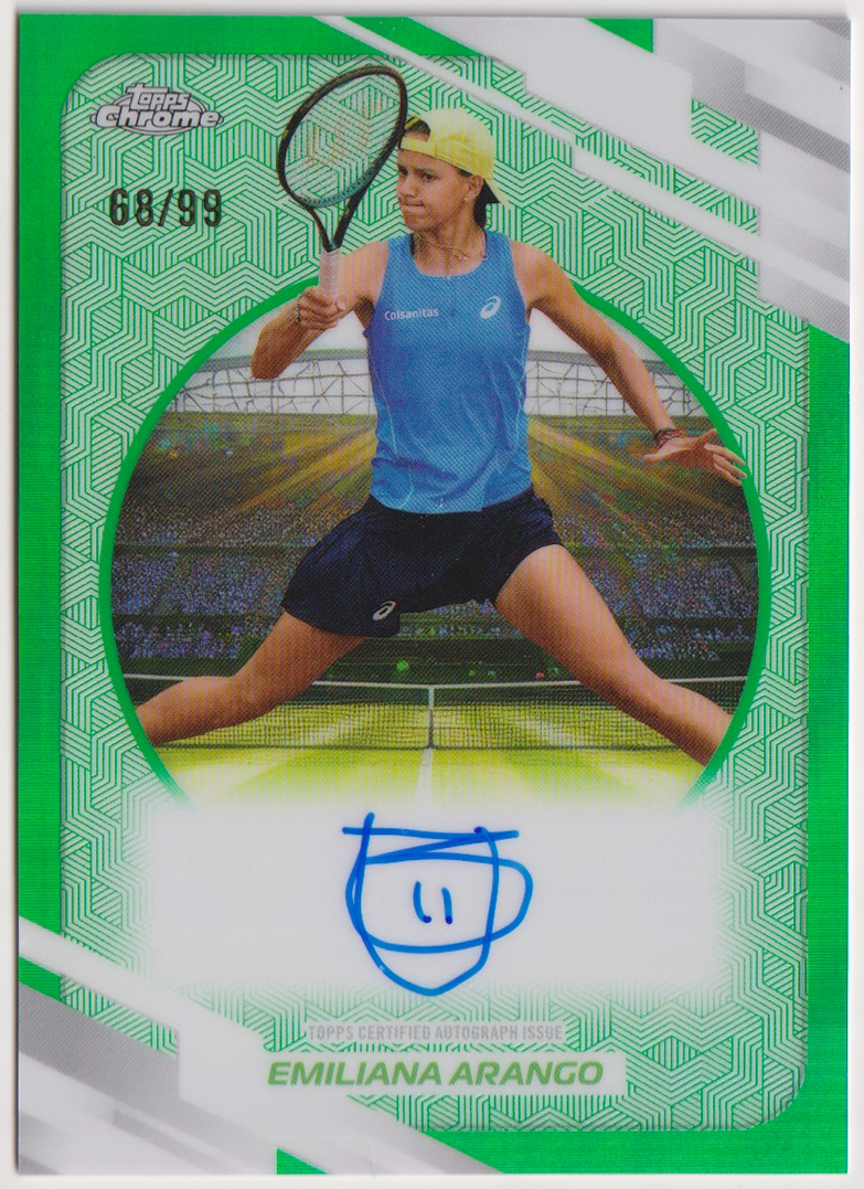 2026 Topps Chrome Tennis Emiliana Arango Green Refractor Autograph #AT-EAO 68/99, front