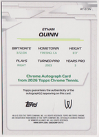 2026 Topps Chrome Tennis Ethan Quinn Green Geometric Refractor Autograph #AT-EQN 68/99, back