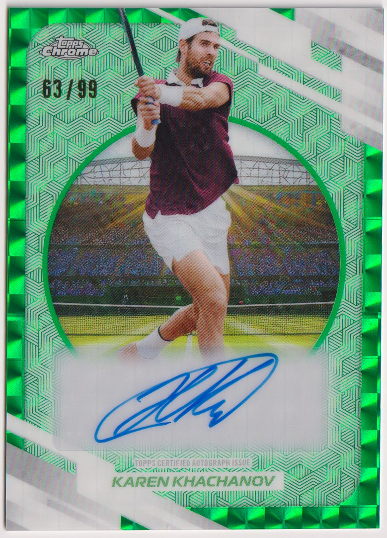 Karen Khachanov — #AO-KKV Green Geometric Refractor Auto 63/99 — front