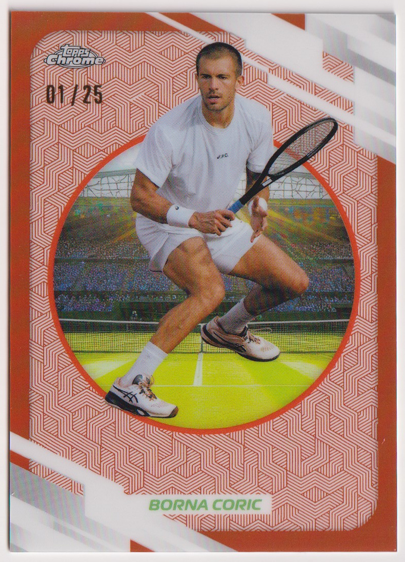 2026 Topps Chrome Tennis Borna Coric Orange Refractor #128 01/25, front