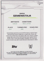 2026 Darja Semenistaja — #92 Purple Refractor 11/75 RC — back