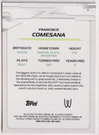 2026 Topps Chrome Tennis Francisco Comesana Gold Refractor RC #11 30/50, back