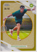 2026 Topps Chrome Tennis Francisco Comesana Gold Refractor RC #11 30/50, front