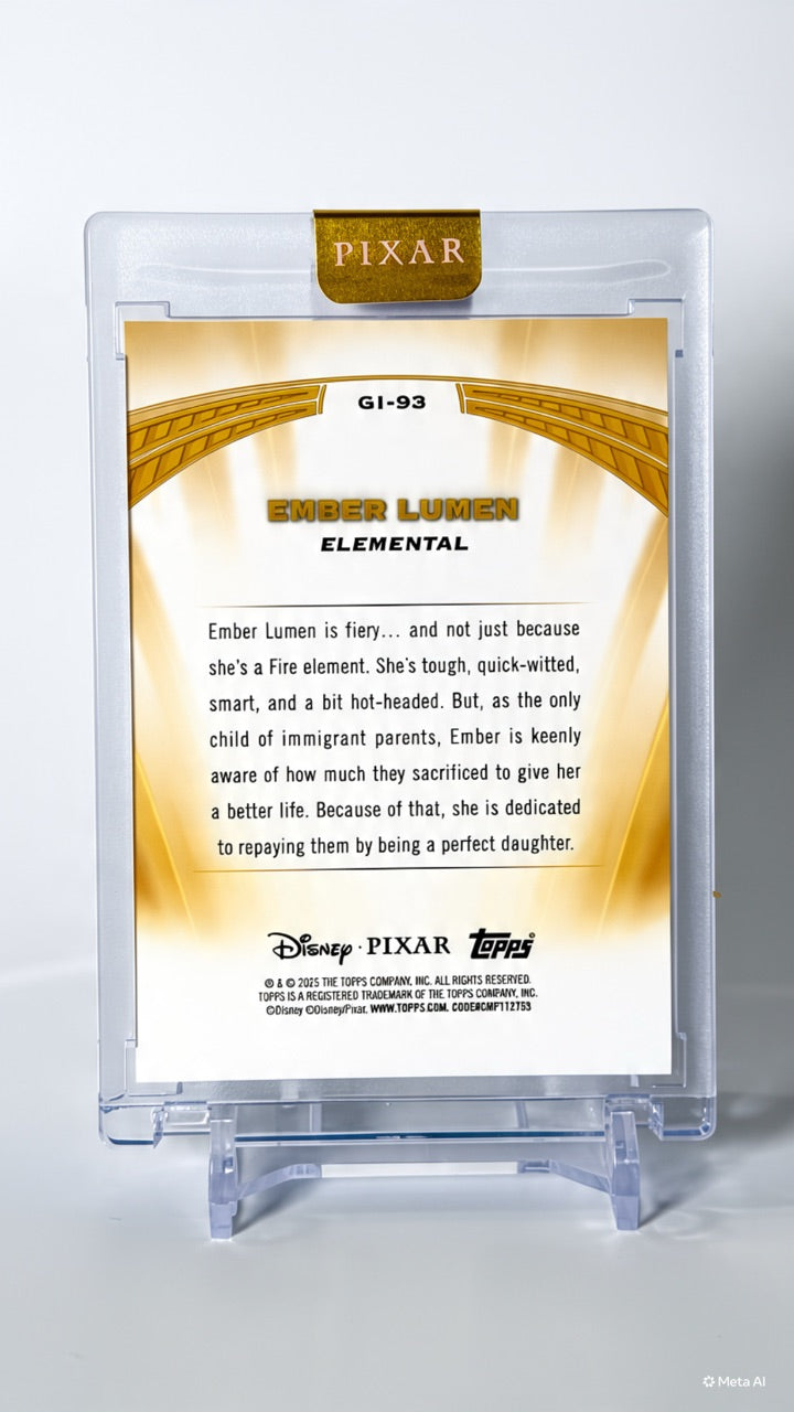 2025 Topps Disney Pixar Golden Icons Ember Lumen Gold #GL-93 /100 — Raw — reverse