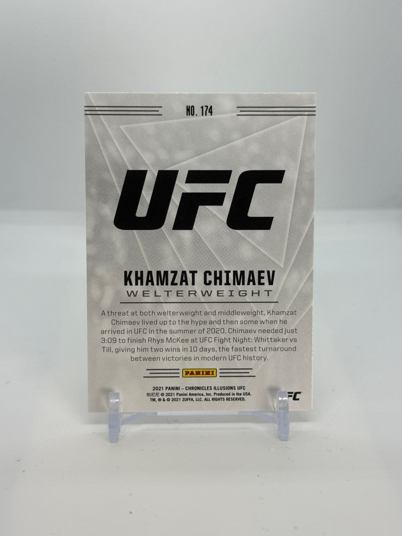 05 2021 Panini Chronicles UFC Illusions Khamzat Chimaev RC #174 - 2021 Panini Chronicles UFC Illusions Khamzat Chimaev RC #174 — Raw — back