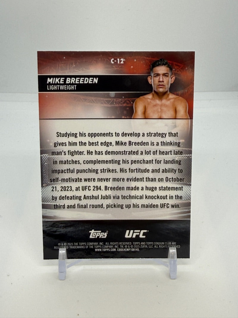 03 2025 Topps Stadium Club UFC Mike Breeden Chrome Xfractor Parallel #C-12 - 2025 Topps Stadium Club UFC Mike Breeden Chrome Xfractor Parallel #C-12 — Raw — back