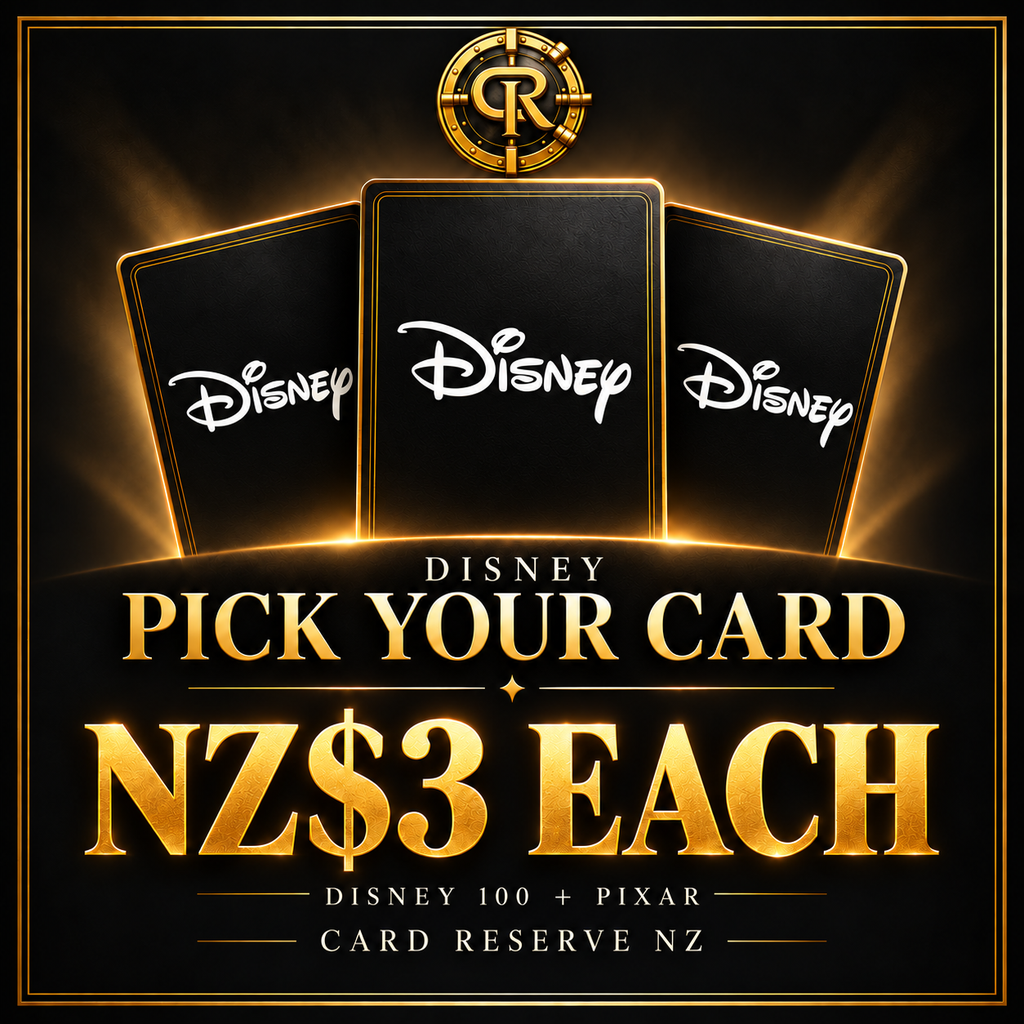 DISNEY Pick Your Card — NZ$3 each — three logo card backs with Card Reserve NZ vault branding
