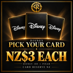 DISNEY Pick Your Card — NZ$3 each — three logo card backs with Card Reserve NZ vault branding