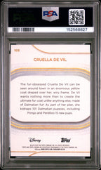 2025 TOPPS CHROME DISNEY #103 CRUELLA DE VIL GREEN REFRACTOR, PSA GEM MT 10, certificate 152568827 — back