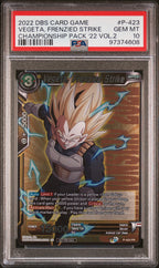 2022 Dragon Ball Super Championship Pack Vol. 2 Vegeta, Frenzied Strike #P-423 — PSA 10