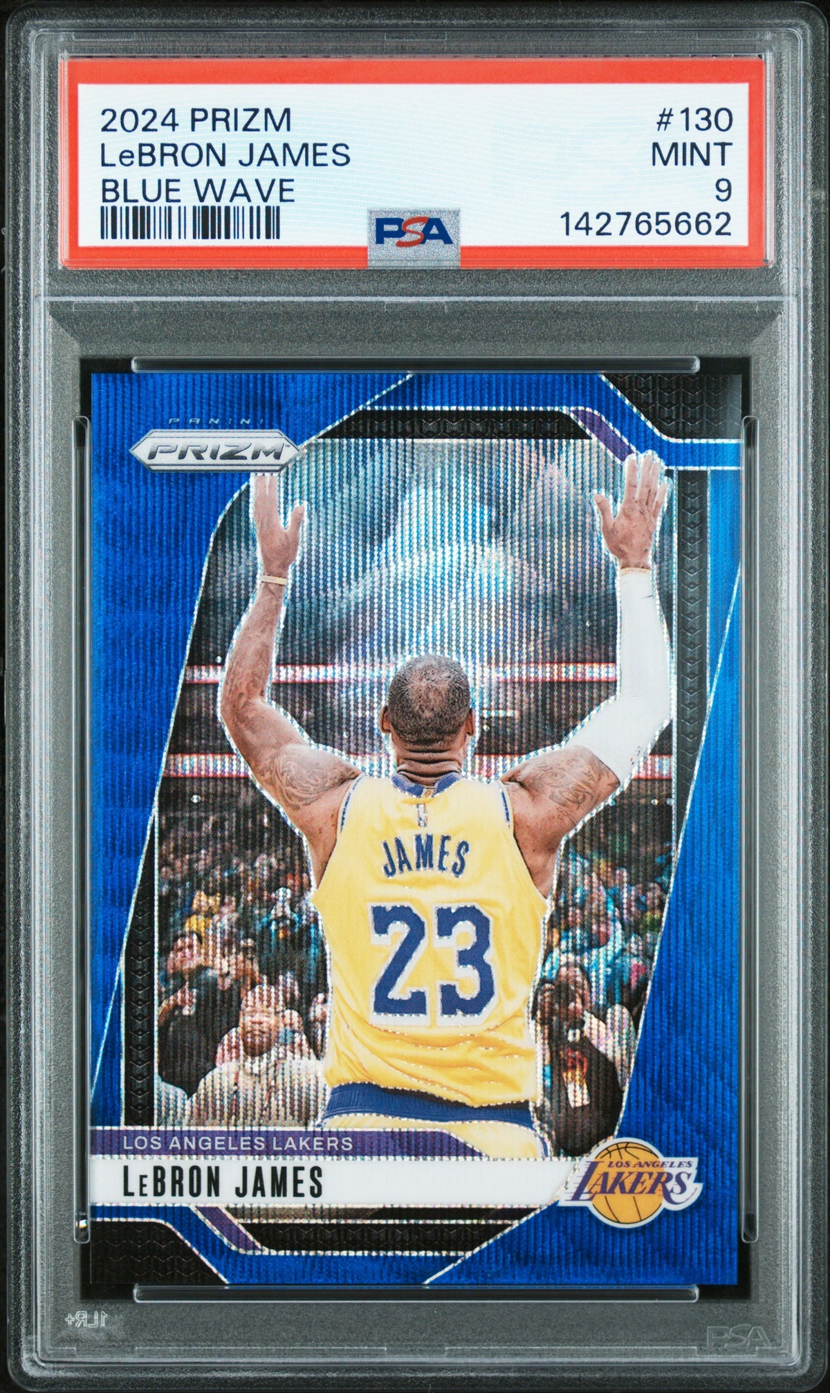2024 Panini Prizm LeBron James Blue Wave #130 – PSA 9 — PSA cert 142765662 — front