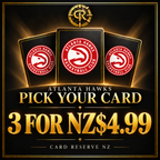 ATLANTA HAWKS Pick Your Card — 3 for NZ$4.99 — three logo card backs with Card Reserve NZ vault branding