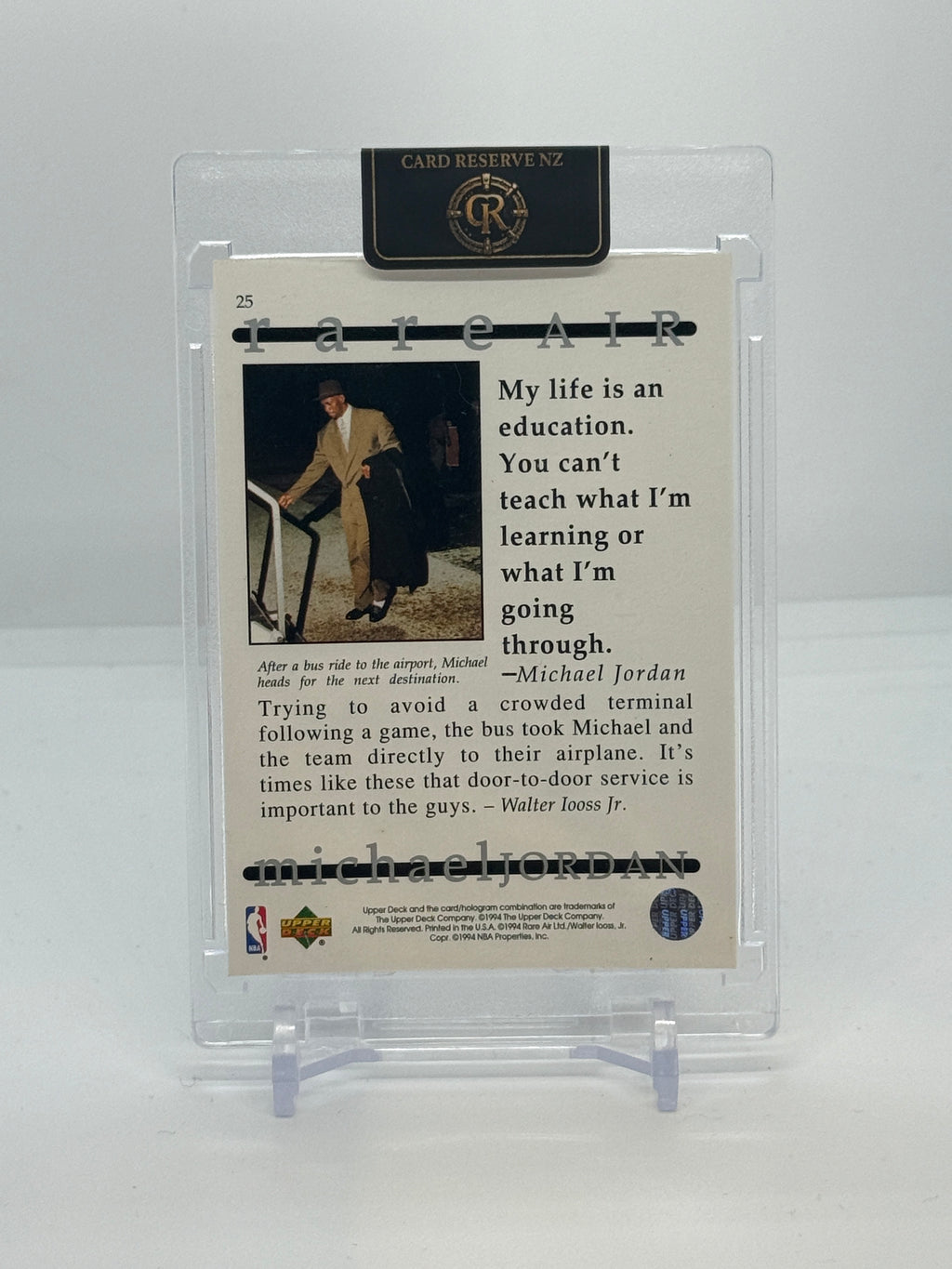 1994 Upper Deck Rare Air Michael Jordan Base #25 — Raw — back