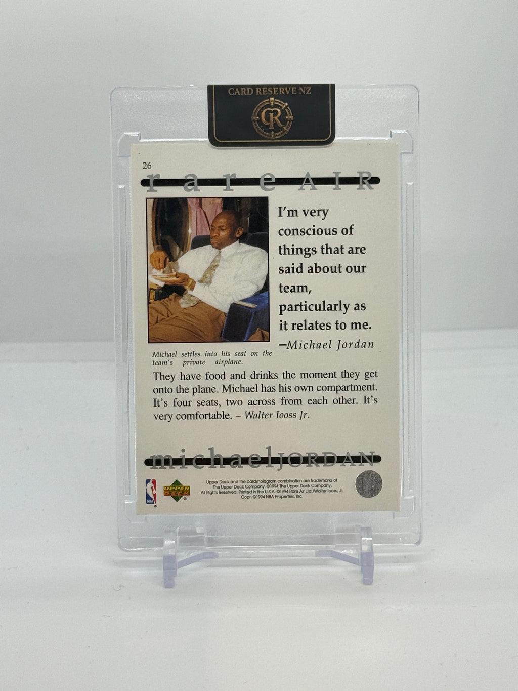 1994 Upper Deck Rare Air Michael Jordan Base #26 — Raw — back