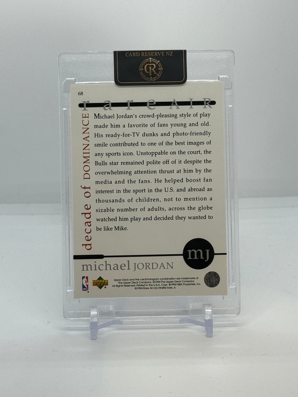 1994 Upper Deck Rare Air Michael Jordan Decade of Dominance #68 — Raw — back