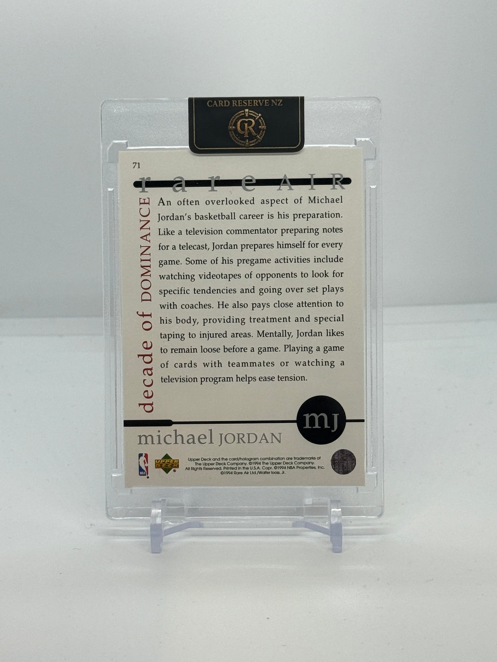 1994 Upper Deck Rare Air Michael Jordan Decade of Dominance #71 — Raw — back