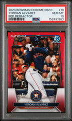 2023 Bowman Chrome National Yordan Alvarez Red Refractor #10 — PSA 10 — PSA cert 152491583 — front