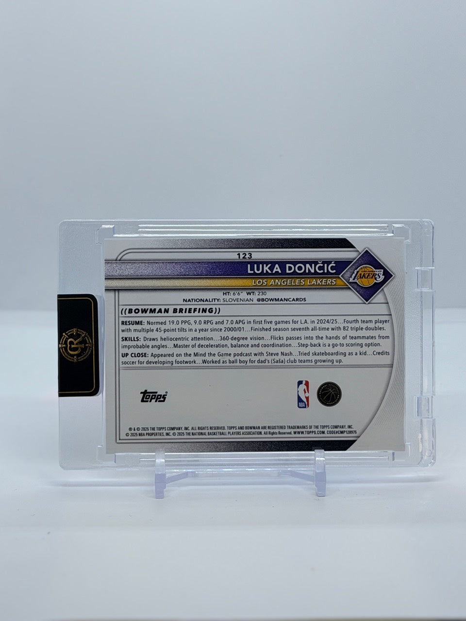 2025-26 Bowman Luka Doncic Base #123 — Raw — actual card back