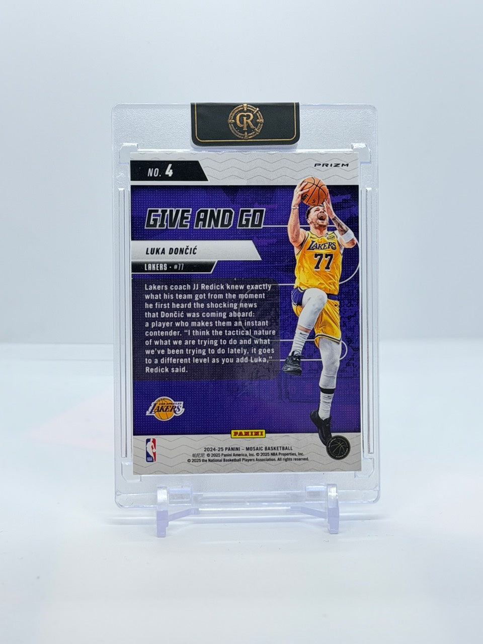 2024-25 Panini Mosaic Luka Doncic Give and Go Mosaic Prizm #4 — Raw — actual card back