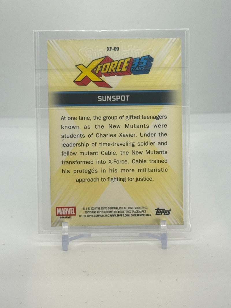 03 2026 Topps Chrome Marvel Sunspot X-Force 35 Years #XF-09 - 2026 Topps Chrome Marvel Sunspot X-Force 35 Years #XF-09 — Raw — reverse