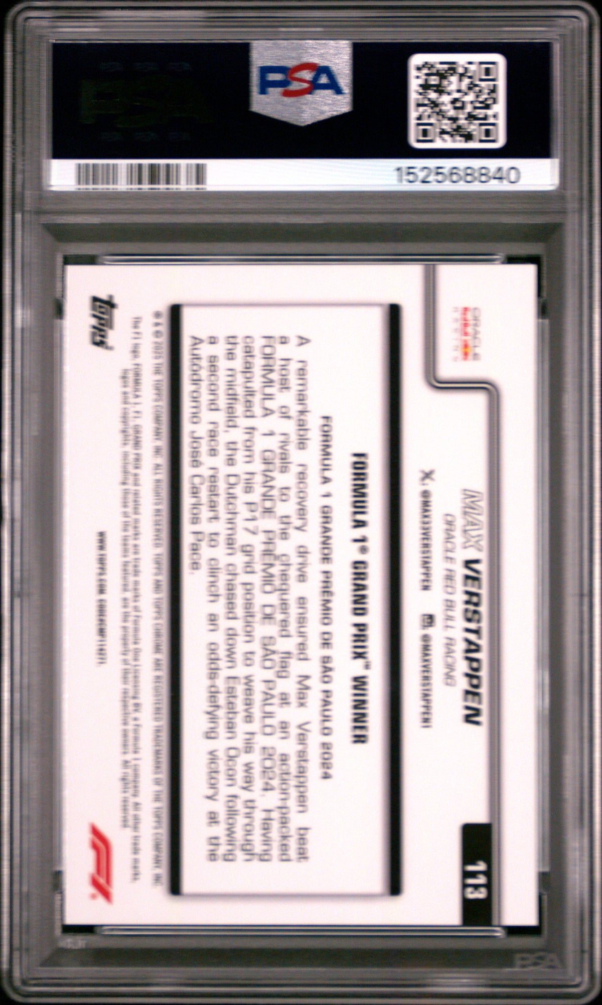 Max Verstappen PSA 9 back