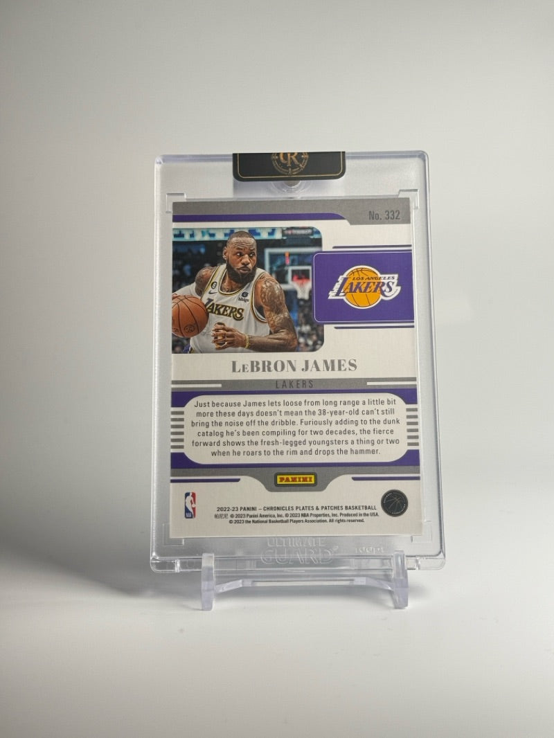 2022-23 Panini Chronicles LeBron James Plates and Patches Blue 11/99 #332 — Raw — back