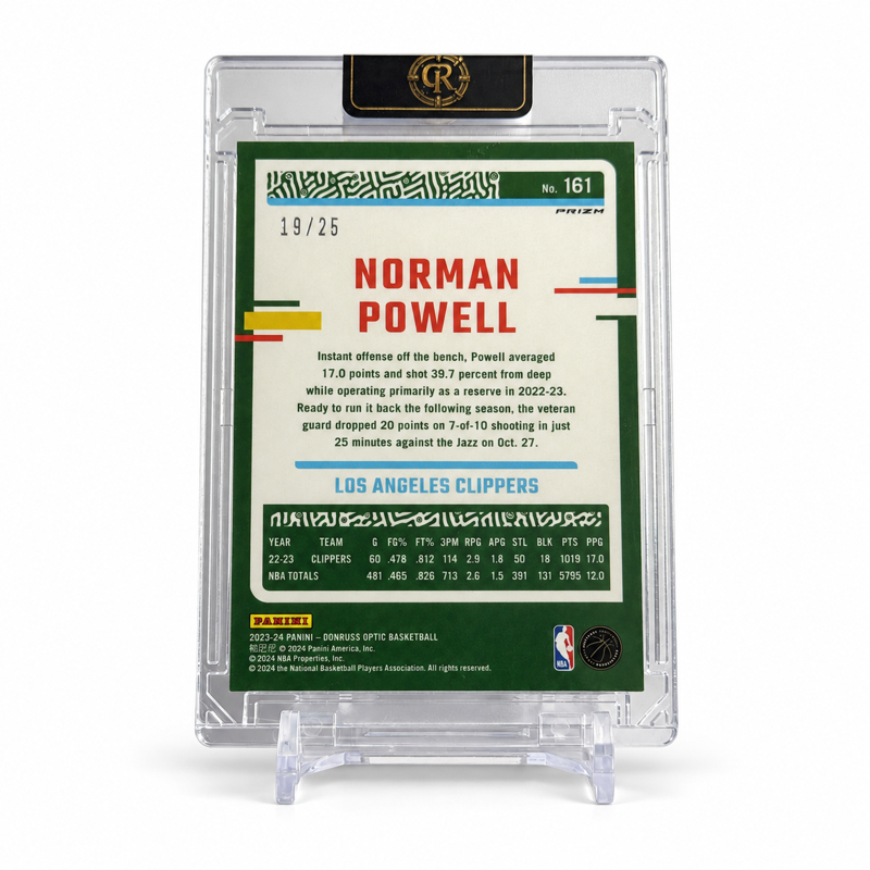 2023-24 Panini Donruss Optic Norman Powell Pink Fast Break 19/25 #161 — Raw — back