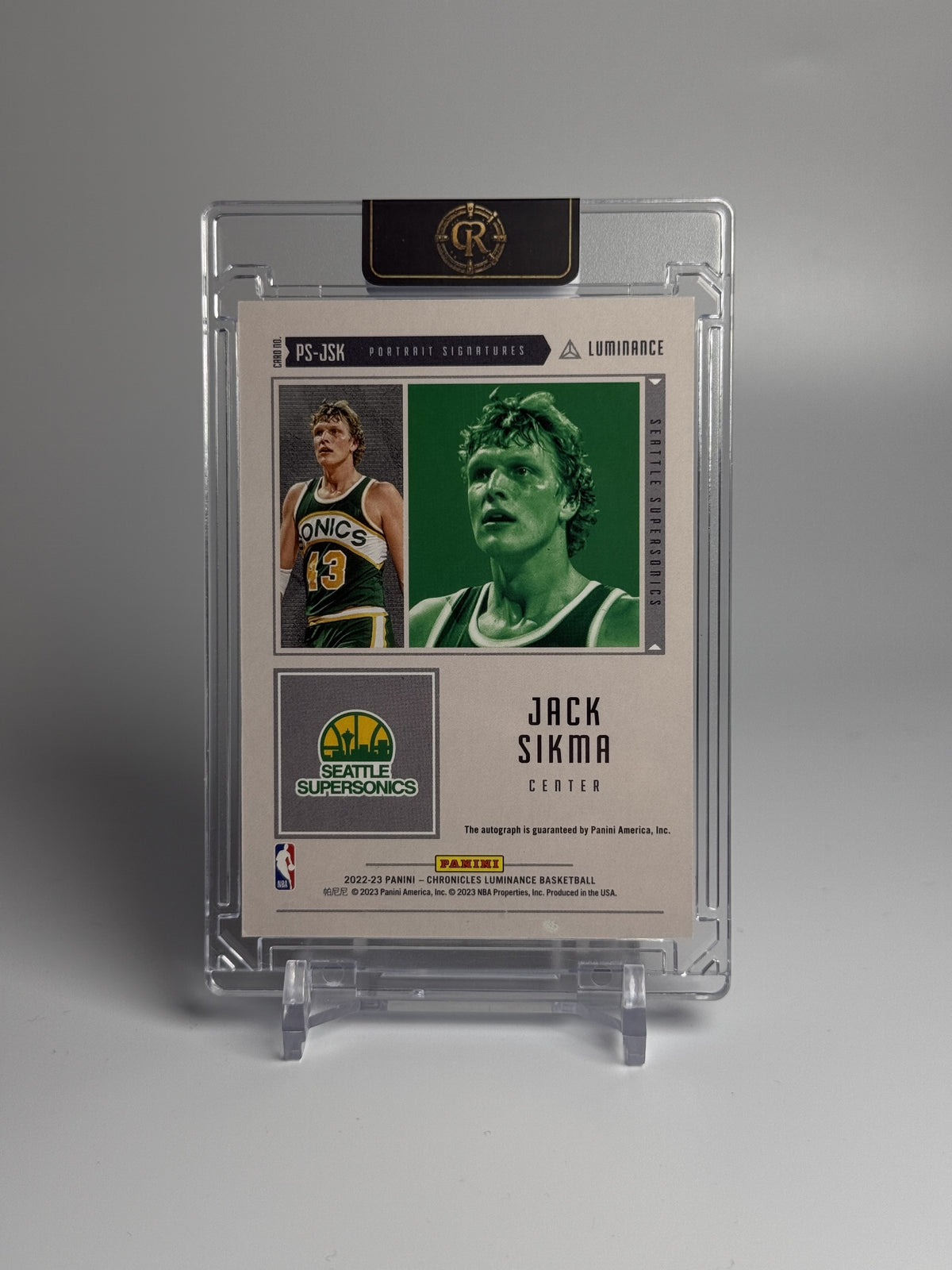 2022-23 Panini Chronicles Jack Sikma Portrait Signatures #PS-JSK — Raw — back