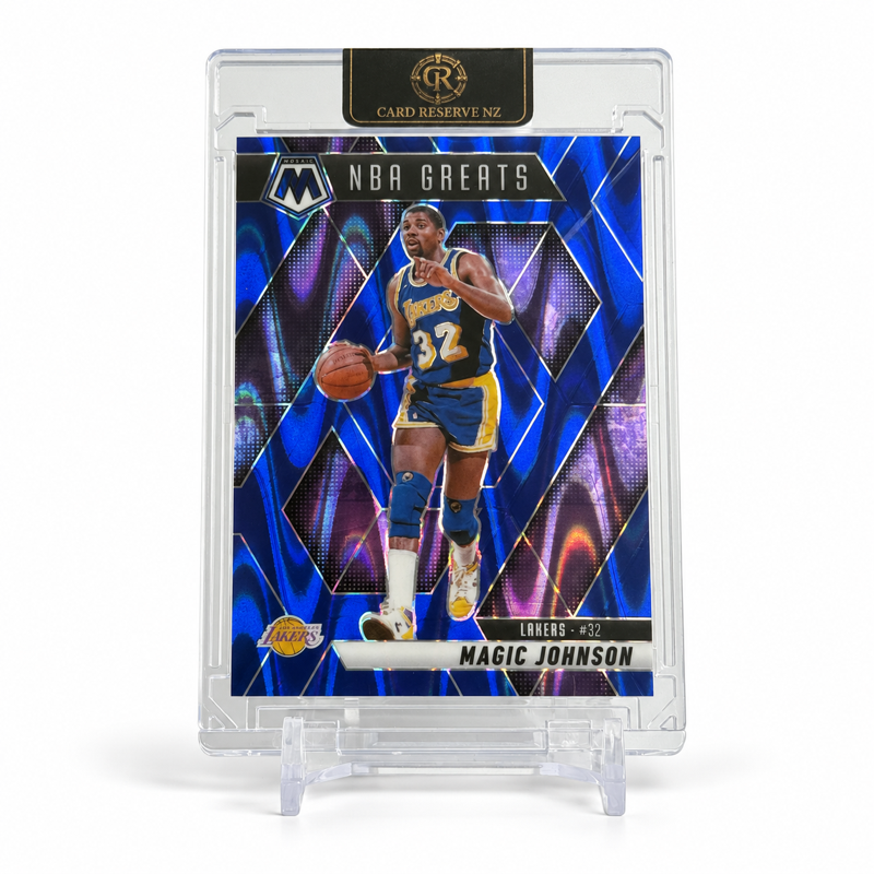 2024-25 Panini Mosaic Magic Johnson Blue Seismic 079/149 #296 — Raw — front
