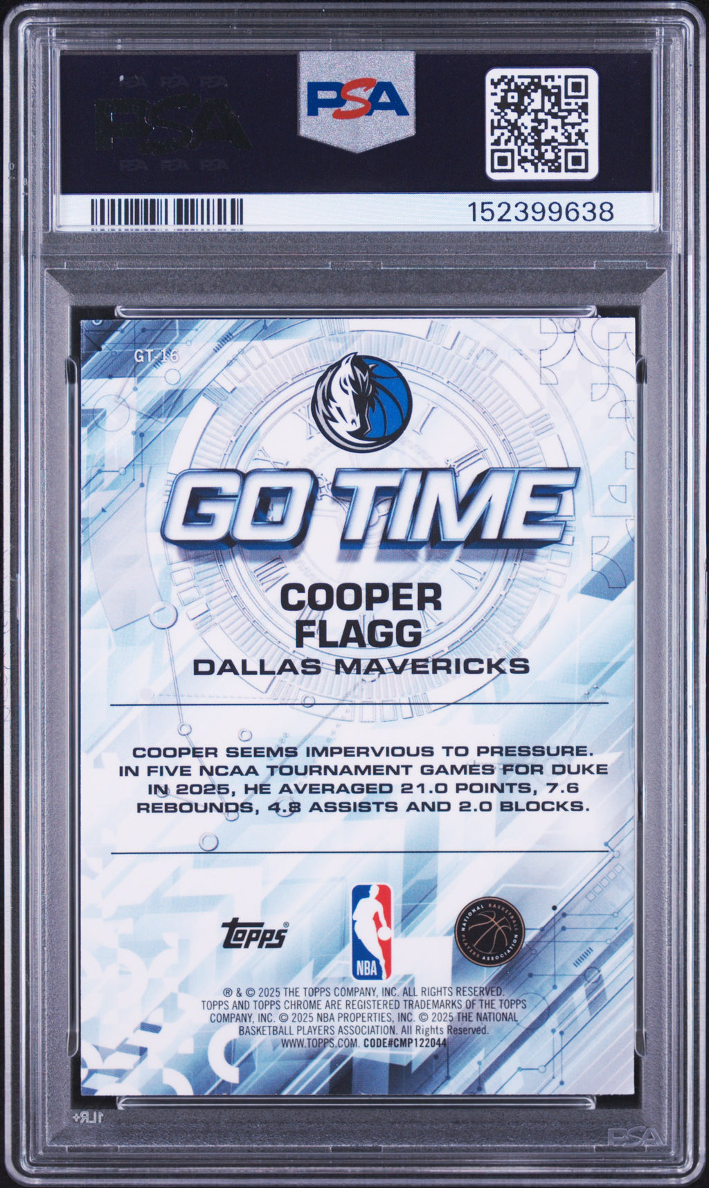 2025 Topps Chrome Go Time Cooper Flagg #GT-16 — PSA 9 — back