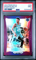 2023 Panini Prizm Deca Brandon Miller Purple Prizm #205 — PSA 9 — front
