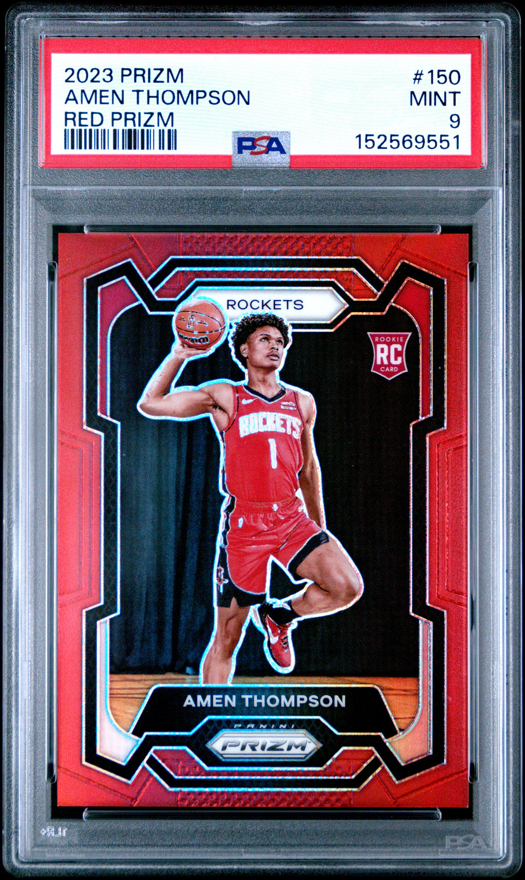 2023 Panini Prizm Amen Thompson Red Prizm #150 — PSA 9 — front