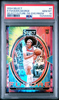 2024 Panini Select Select Future Kyshawn George Tie-Dye Prizm #8 — PSA 10 — front