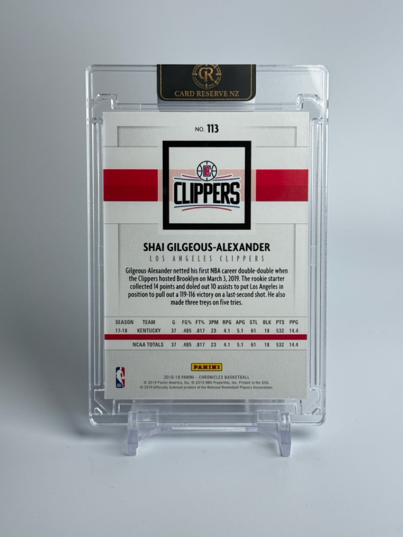 2018-19 Panini Chronicles Shai Gilgeous-Alexander Panini Rookie #113 — Raw — back