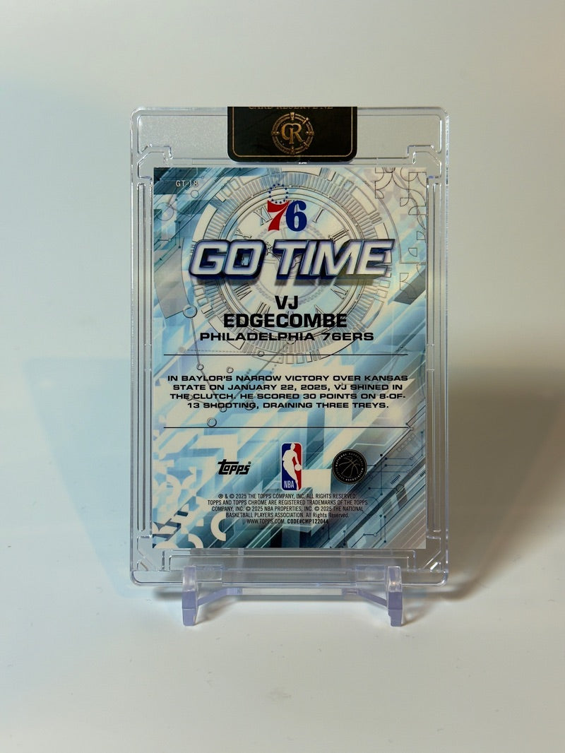 2025-26 Topps Chrome VJ Edgecombe Go Time Yellow Refractor 169/275 #GT-18 — Raw — back