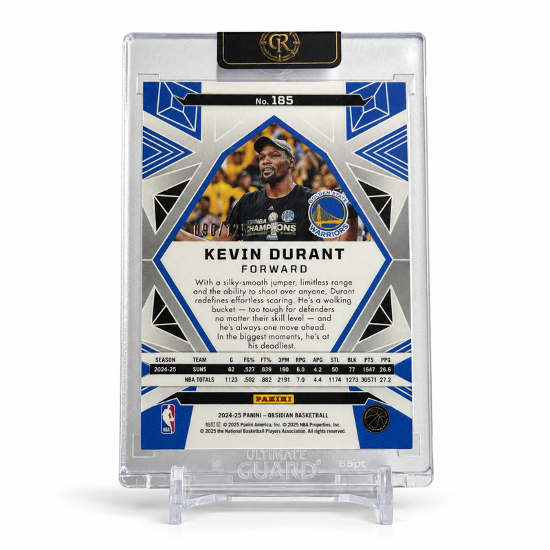 2024-25 Panini Obsidian Kevin Durant Orange Flood 90/125 #185 — Raw — back