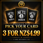 BROOKLYN NETS Pick Your Card — 3 for NZ$4.99 — three logo card backs with Card Reserve NZ vault branding