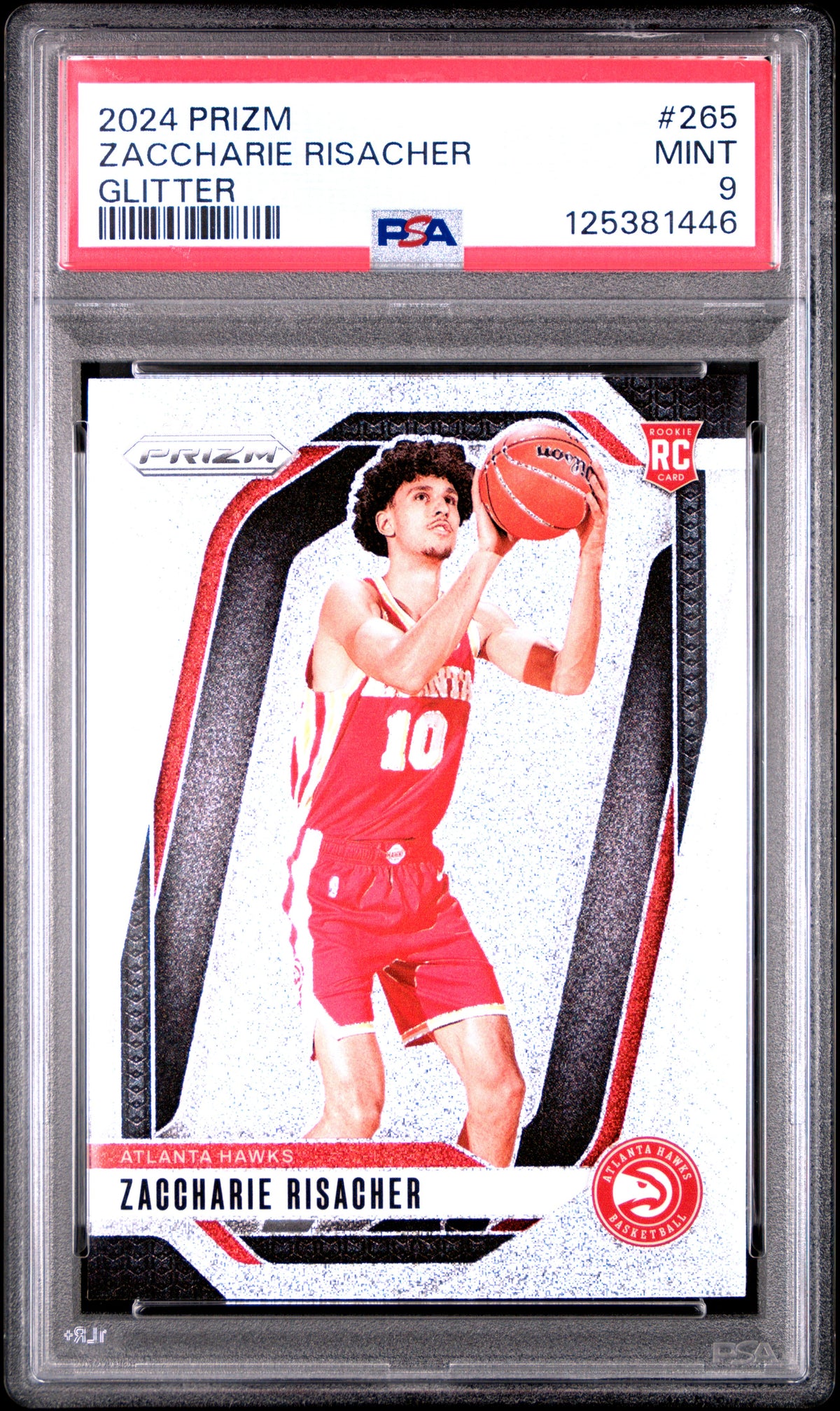 2024 Panini Prizm Zaccharie Risacher Glitter #265 – PSA 9 — PSA certificate 125381446 — front