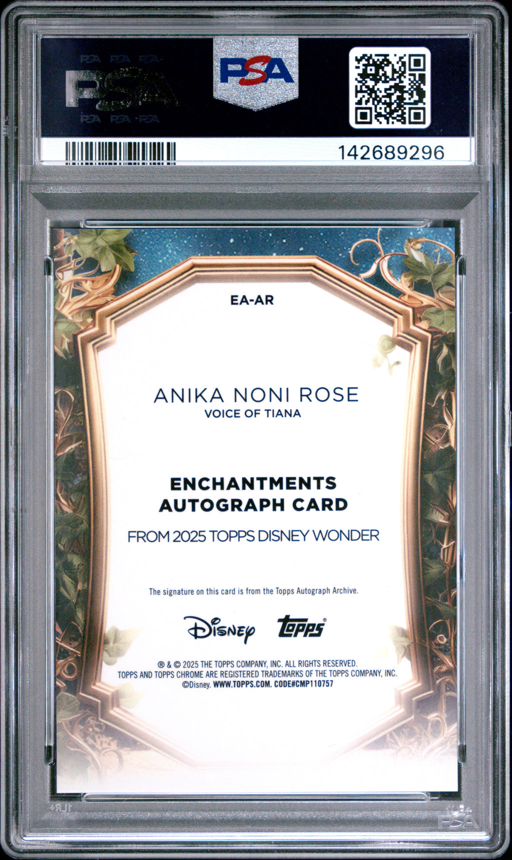 2025 Topps Disney Wonder Enchantments Autographs Anika Noni Rose #EA-AR – PSA 9 — PSA cert 142689296 — back