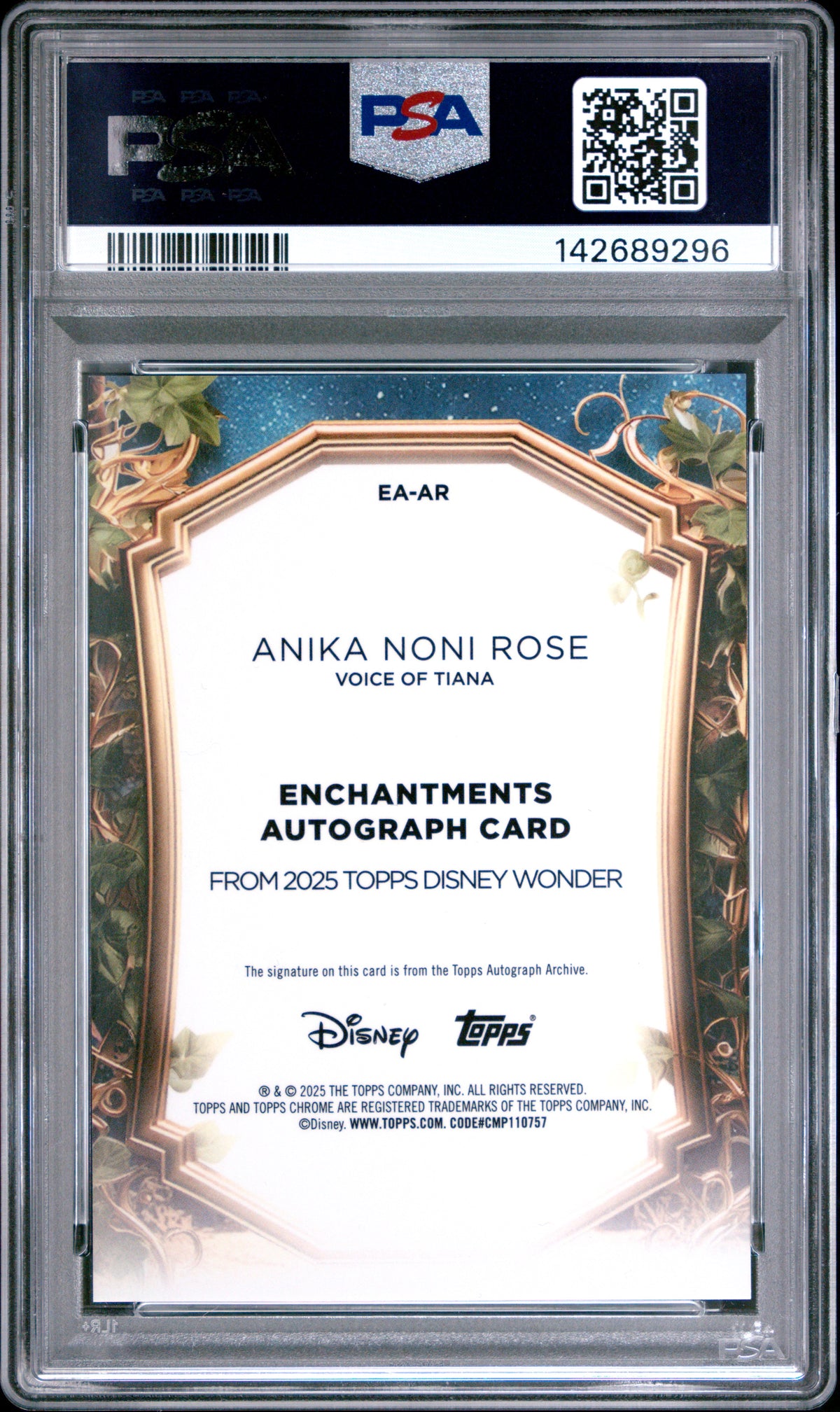 2025 Topps Disney Wonder Enchantments Autographs Anika Noni Rose #EA-AR – PSA 9 — PSA cert 142689296 — back