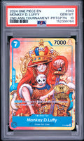 2024 One Piece Promos Monkey D. Luffy #043 2nd Anniversary Tournament Participation — PSA 10 — front