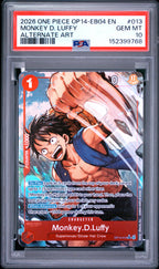 2026 One Piece OP14-EB04 The Azure Sea's Seven Monkey D. Luffy #013 Alternate Art — PSA 10 — front