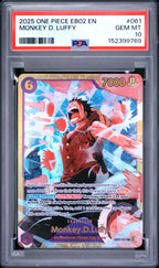 2025 One Piece EB02 Anime 25th Collection Monkey D. Luffy #061 — PSA 10 — front